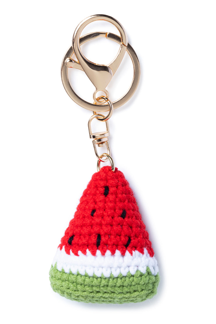Crochet Knit Watermelon Key Chain - Gold
