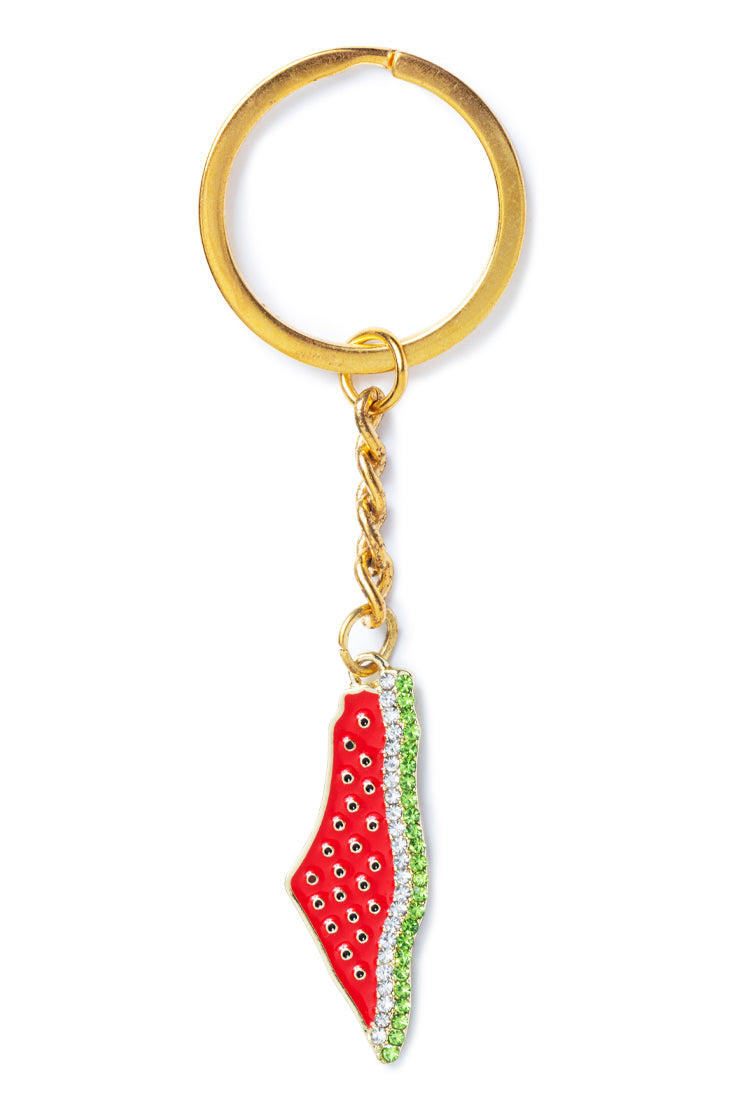 Watermelon Palestine Key Chain - Gold