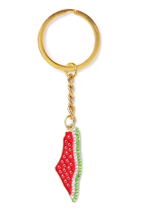 Watermelon Palestine Key Chain - Gold