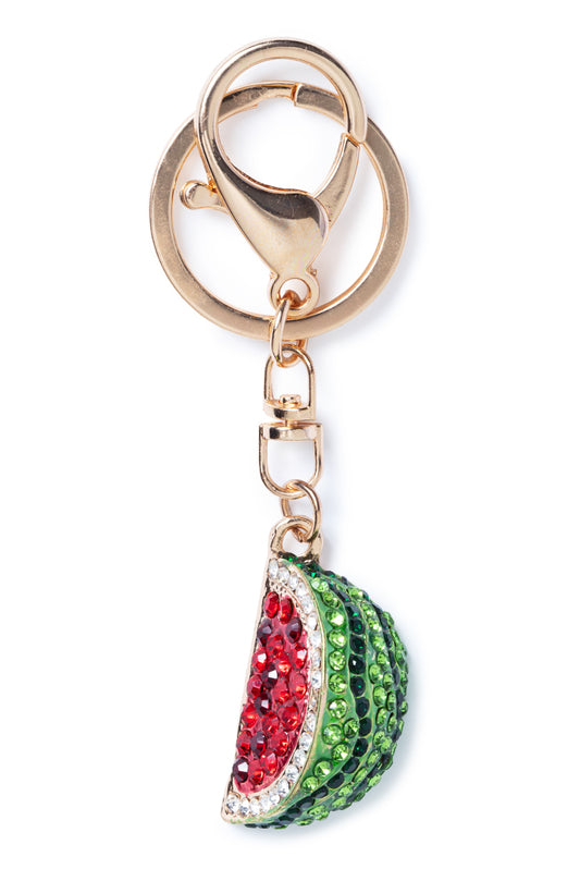 Rhinestone Watermelon Key Chain - Gold