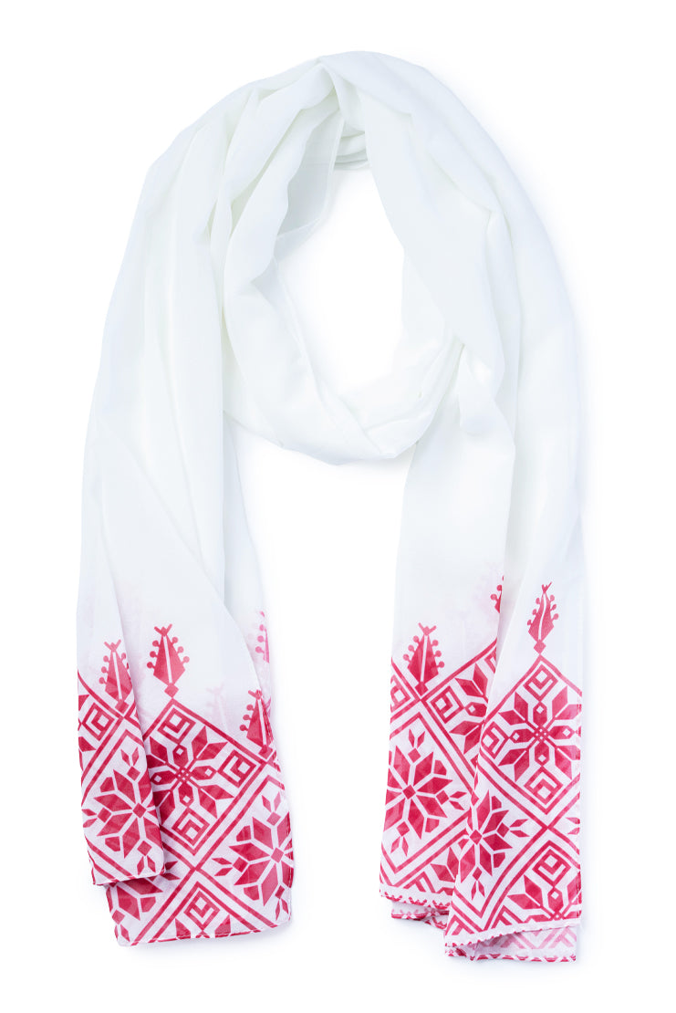 Tatreez Pattern Print Chiffon Unisex Scarf